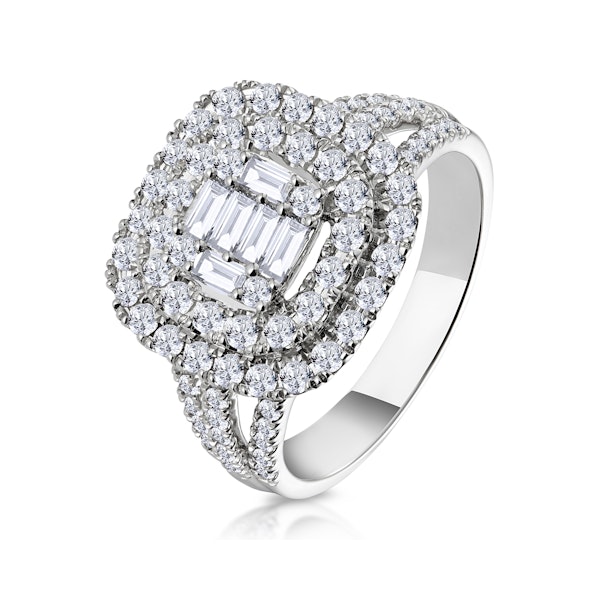 1.25ct Asteria Collection Double Halo Diamond Ring in 18K White Gold - Image 1