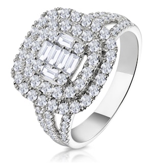 1.25ct Asteria Collection Double Halo Diamond Ring in 18K White Gold