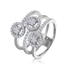 0.55ct Asteria Collection Wide Diamond Halo Ring in 18K White Gold