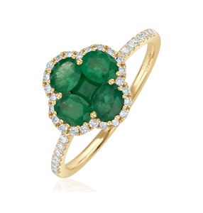 Emerald 1.06ct And Diamond 18K Yellow Gold Alegria Ring