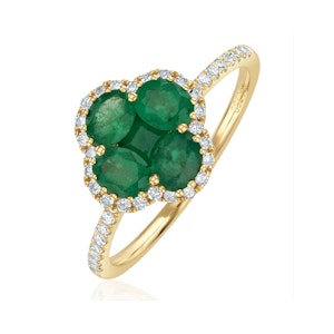Emerald 1.06ct And Diamond 18K Yellow Gold Alegria Ring