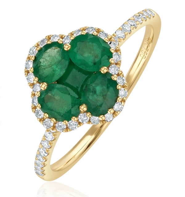 Emerald 1.06ct And Diamond 18K Yellow Gold Alegria Ring - image 1