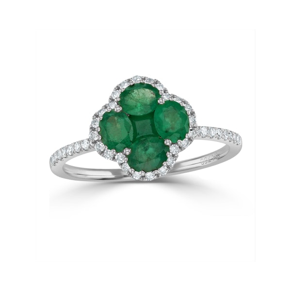 Emerald 1.06ct And Diamond 18K White Gold Alegria Ring - Image 2