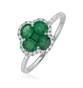 Emerald 1.06ct And Diamond 18K White Gold Alegria Ring