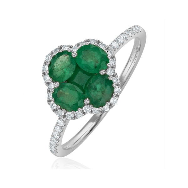 Emerald 1.06ct And Diamond 18K White Gold Alegria Ring - Image 1