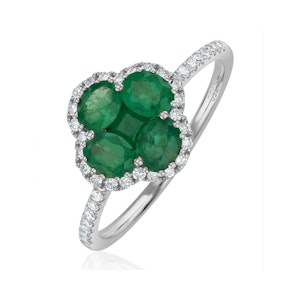Emerald 1.06ct And Diamond 18K White Gold Alegria Ring