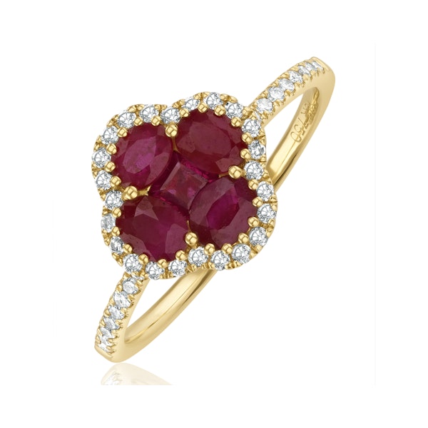 Ruby 1.15ct And Diamond 18K Yellow Gold Alegria Ring - Image 1