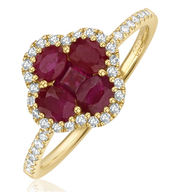 Ruby 1.15ct And Diamond 18K Yellow Gold Alegria Ring - image 1