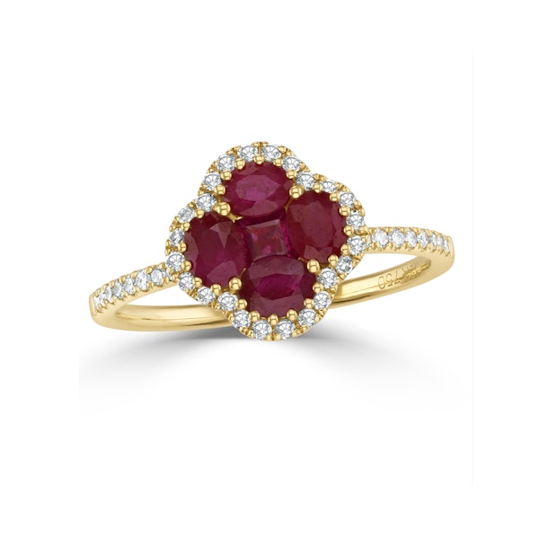Ruby 1.15ct And Diamond 18K Yellow Gold Alegria Ring - Image 2