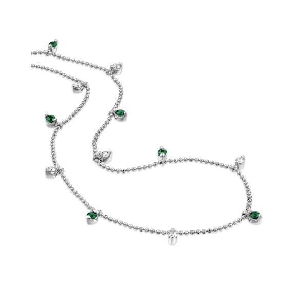 Vivara Lab Emerald and Lab Diamond Necklace Set in 9K White Gold - Image 3