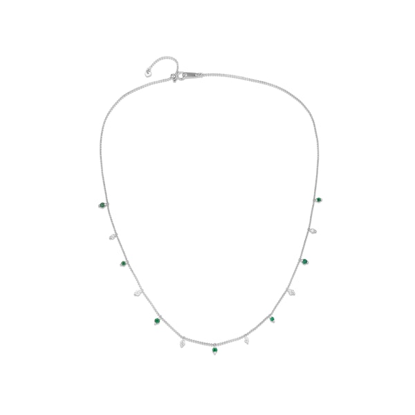 Vivara Lab Emerald and Lab Diamond Necklace Set in 9K White Gold - Image 1
