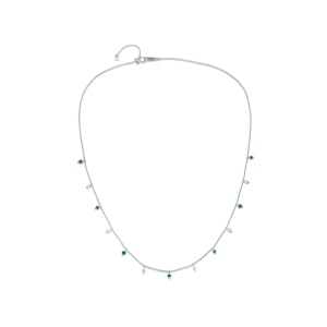 Vivara Lab Emerald and Lab Diamond Necklace Set in 9K White Gold