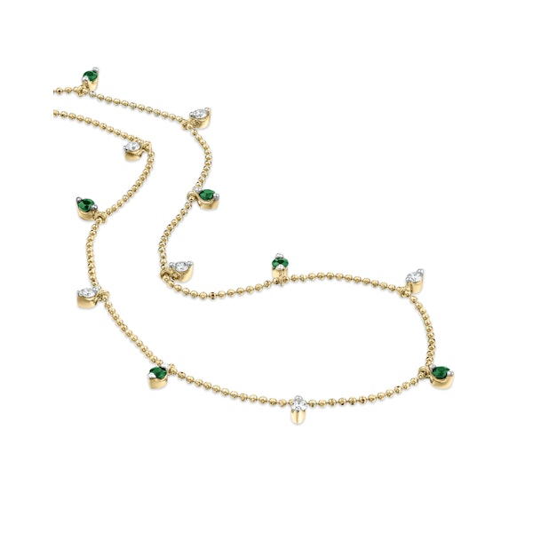 Vivara Lab Emerald and Lab Diamond Necklace Set in 9K Yellow Gold - Image 3