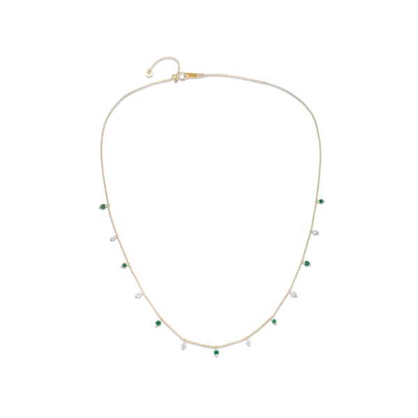 Vivara Lab Emerald and Lab Diamond Necklace Set in 9K Yellow Gold - Image 1