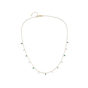 Vivara Emerald and Lab Diamond Necklace Set in 9K Yellow Gold