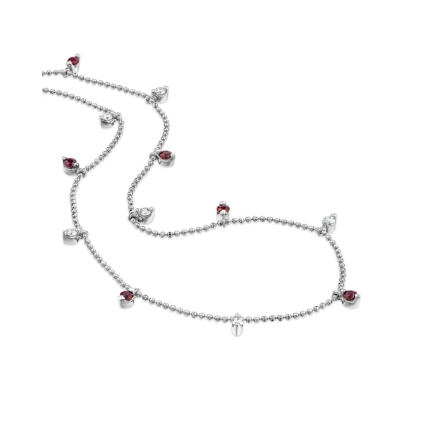 Vivara Lab Ruby and Lab Diamond Necklace Set in 9K White Gold - Image 3