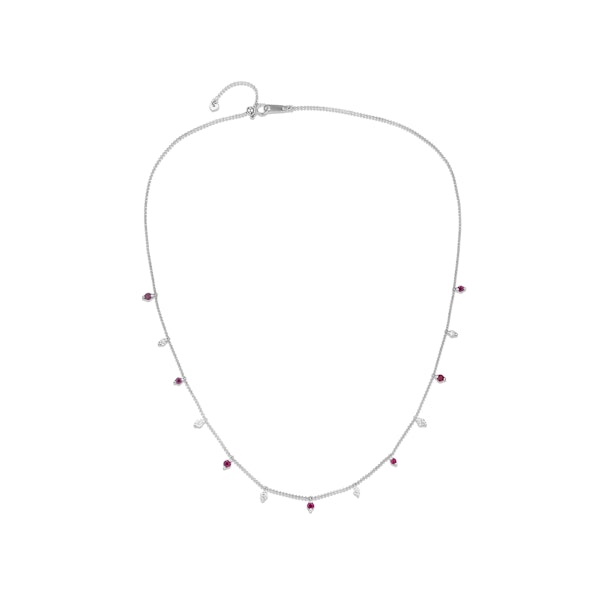 Vivara Lab Ruby and Lab Diamond Necklace Set in 9K White Gold - Image 1