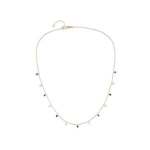 Vivara Lab Ruby and Lab Diamond Necklace Set in 9K Yellow Gold