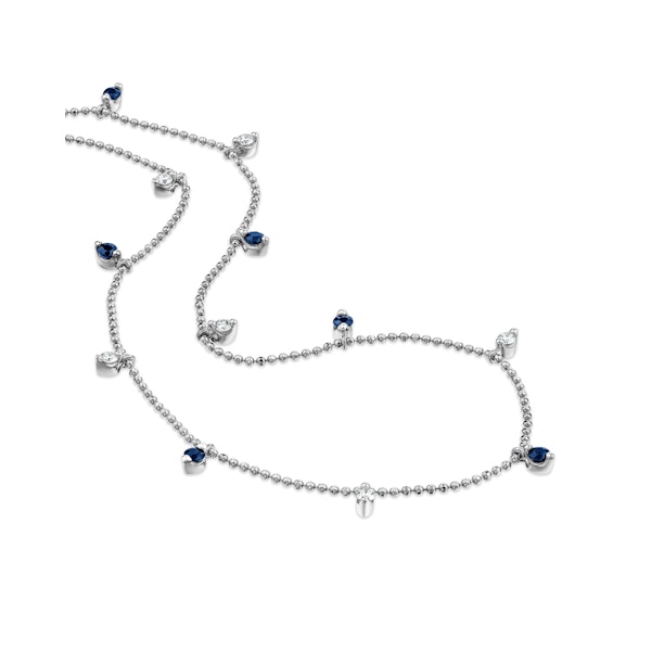 Vivara Lab Sapphire and Lab Diamond Necklace Set in 9K White Gold - Image 3