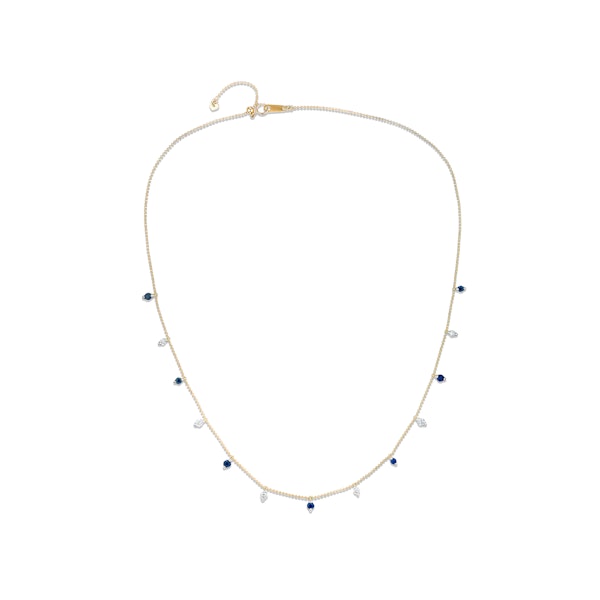 Vivara Lab Sapphire and Lab Diamond Necklace Set in 9K Yellow Gold - Image 1