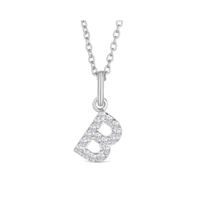 Love  Letter Initial  B Lab Diamond Necklace set in 925 Sterling Silver