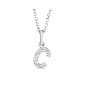 Love  Letter Initial  C Lab Diamond Necklace set in 925 Sterling Silver
