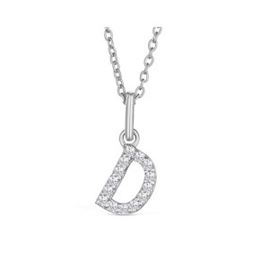 Love  Letter Initial  D Lab Diamond Necklace set in 925 Sterling Silver