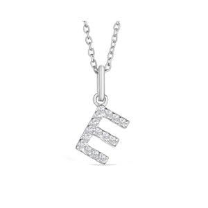 Love  Letter Initial  E Lab Diamond Necklace set in 925 Sterling Silver