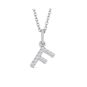 Love  Letter Initial  F Lab Diamond Necklace set in 925 Sterling Silver