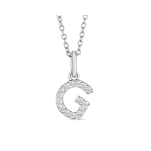 Love  Letter Initial  G Lab Diamond Necklace set in 925 Sterling Silver