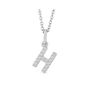 Love  Letter Initial  H Lab Diamond Necklace set in 925 Sterling Silver