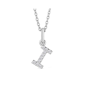 Love  Letter Initial  I Lab Diamond Necklace set in 925 Sterling Silver