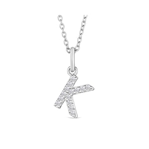 Love  Letter Initial  K Lab Diamond Necklace set in 925 Sterling Silver