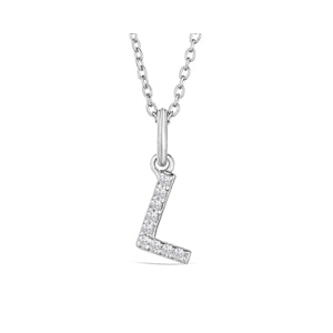 Love  Letter Initial  L Lab Diamond Necklace set in 925 Sterling Silver
