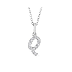 Love  Letter Initial  Q Lab Diamond Necklace set in 925 Sterling Silver