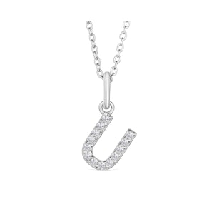 Love  Letter Initial  U Lab Diamond Necklace set in 925 Sterling Silver