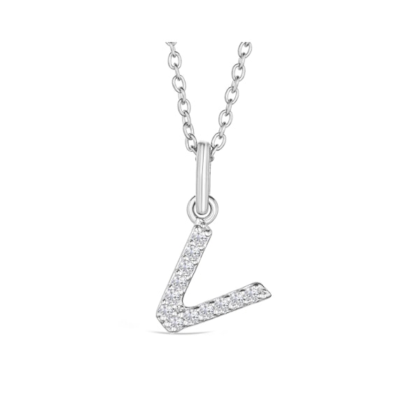 Love  Letter Initial  V Lab Diamond Necklace set in 925 Sterling Silver - Image 1
