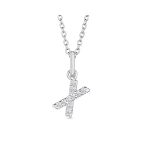 Love  Letter Initial  X Lab Diamond Necklace set in 925 Sterling Silver