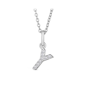 Love  Letter Initial  Y Lab Diamond Necklace set in 925 Sterling Silver