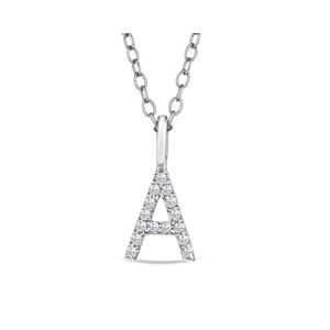 Love  Letter Initial  A Lab Diamond Necklace set in 9K White Gold