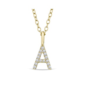 Love  Letter Initial  A Lab Diamond Necklace set in 9K Yellow Gold