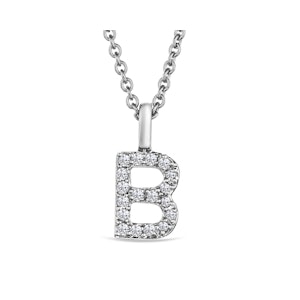 Love  Letter Initial  B Lab Diamond Necklace set in 9K White Gold