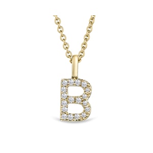 Love  Letter Initial  B Lab Diamond Necklace set in 9K Yellow Gold