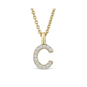 Love  Letter Initial  C Lab Diamond Necklace set in 9K Yellow Gold