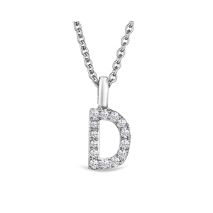 Love  Letter Initial  D Lab Diamond Necklace set in 9K White Gold
