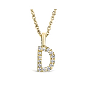 Love  Letter Initial  D Lab Diamond Necklace set in 9K Yellow Gold