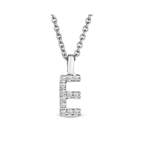 Love  Letter Initial  E Lab Diamond Necklace set in 9K White Gold