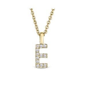 Love  Letter Initial  E Lab Diamond Necklace set in 9K Yellow Gold