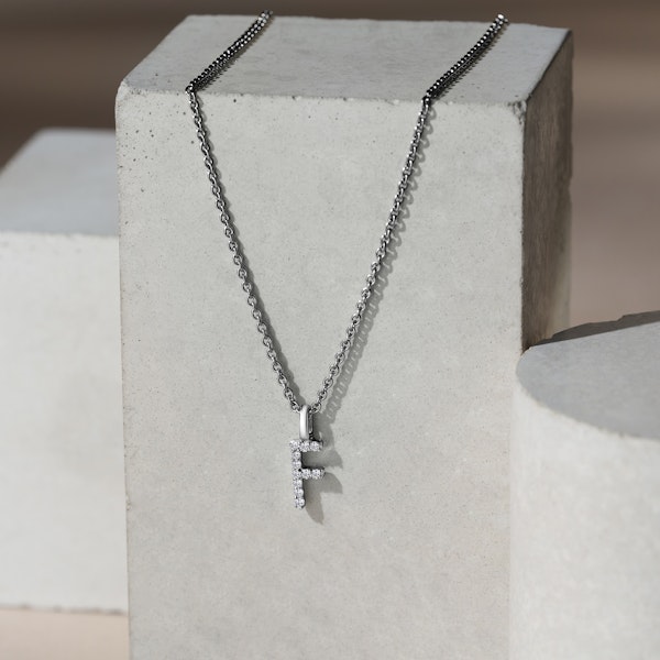 Love  Letter Initial  F Lab Diamond Necklace set in 9K White Gold - Image 5