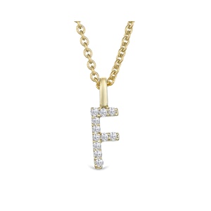 Love  Letter Initial  F Lab Diamond Necklace set in 9K Yellow Gold